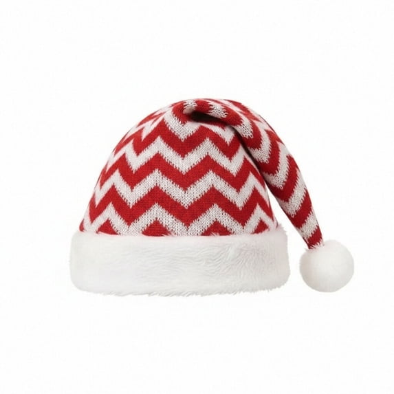 Red White Chevron Christmas Hat For Adults Knit Santa Pom Pom Christmas Party Favors Xmas Hats New Year Party Headwear