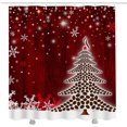 thumbnail image 1 of Red White Christmas Bath Shower Curtain Set Snowy Christmas Tree Winter Snowflakes Shower Curtains Home Decorative Waterproof Polyester Fabric Bathroom Curtain with Hooks 72x72 Inch, 1 of 6