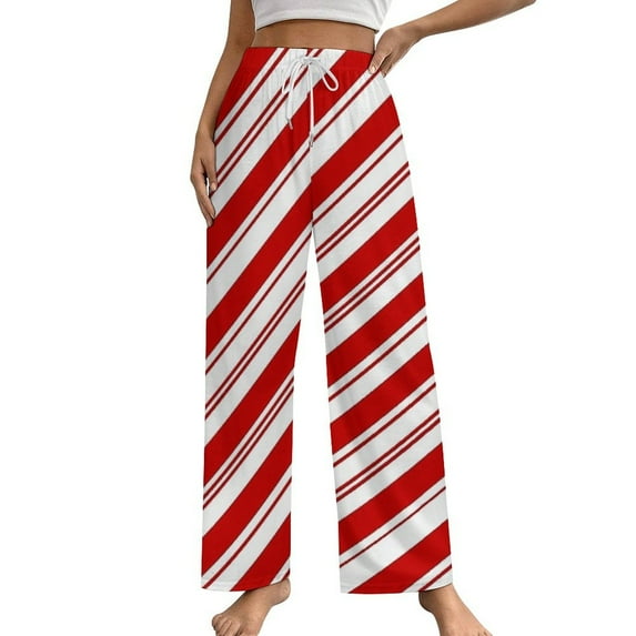 Red White Christmas Candy Cane Women's Pajamas Pajama Pants Women's Sleepwear Lounge Sleep Bottoms Stretch with Pockets
