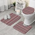 thumbnail image 1 of Red and White Christmas Folk Pattern Bathroom Rugs Sets 3 Piece,Toilet Cover Set,Absorbent Non Slip Bathroom Mats Sets with U-Shaped Contour Rug Toilet Rug Set, 1 of 5