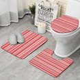 thumbnail image 1 of Red and White Christmas Pattern Bathroom Rugs Sets 3 Piece,Toilet Cover Set,Absorbent Non Slip Bathroom Mats Sets with U-Shaped Contour Rug Toilet Rug Set, 1 of 5