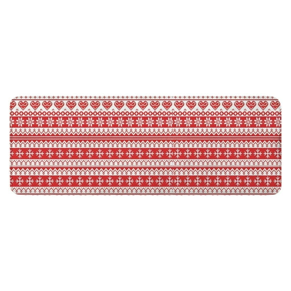 Red and White Christmas Pattern Kitchen Rug Mat,Kitchen Runner Rugs Non Skid Washable,Decorative Kitchen Floor Mats for Kitchen,Sink,Laundry,17"x47.2"