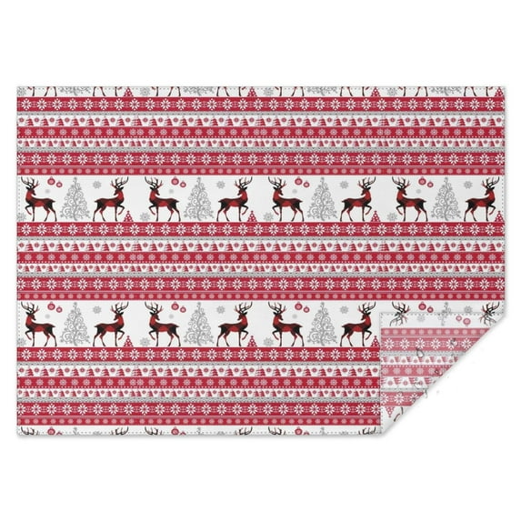 Red and White Christmas Reindeer Pattern Rectangle Tablecloth 60"x84",Waterproof Polyester Rectangle Table Cloth, Wipeable Spillproof Polyester Tablecloth for Dining, Camping, Indoor and Outdoor