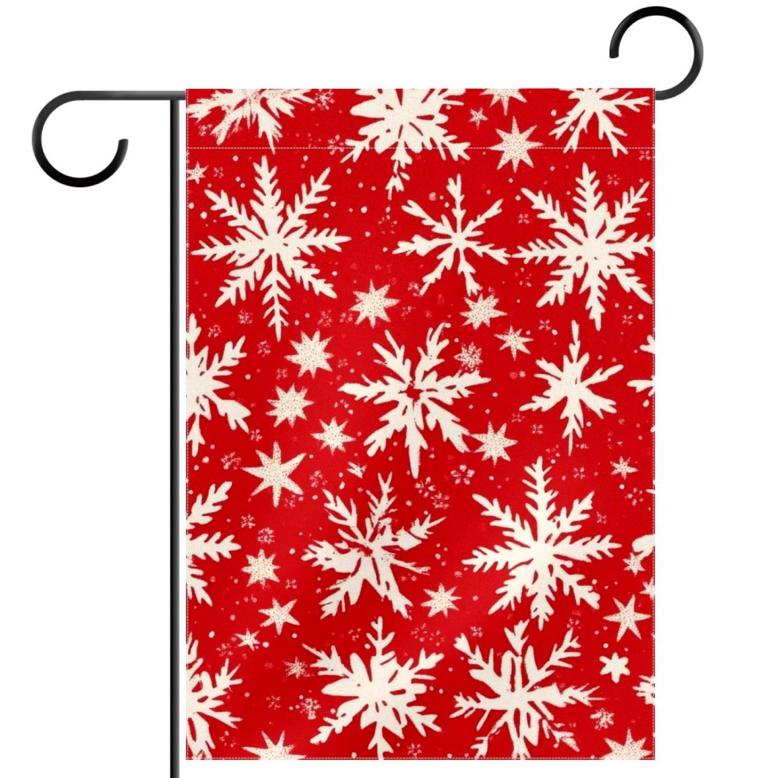 Red and White Christmas Snowflakes and Stars Pattern Decorative Garden ...