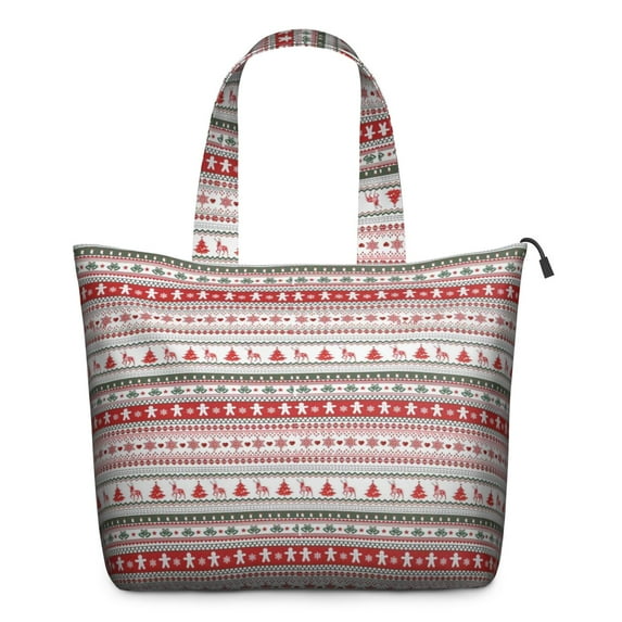 Red and White Christmas Striped Pattern Travel Tote Bags for Women Carry On,Large Weekender Bags for Women Travel,Multi Functional Duffle Bag for Work,Shopping,Sports