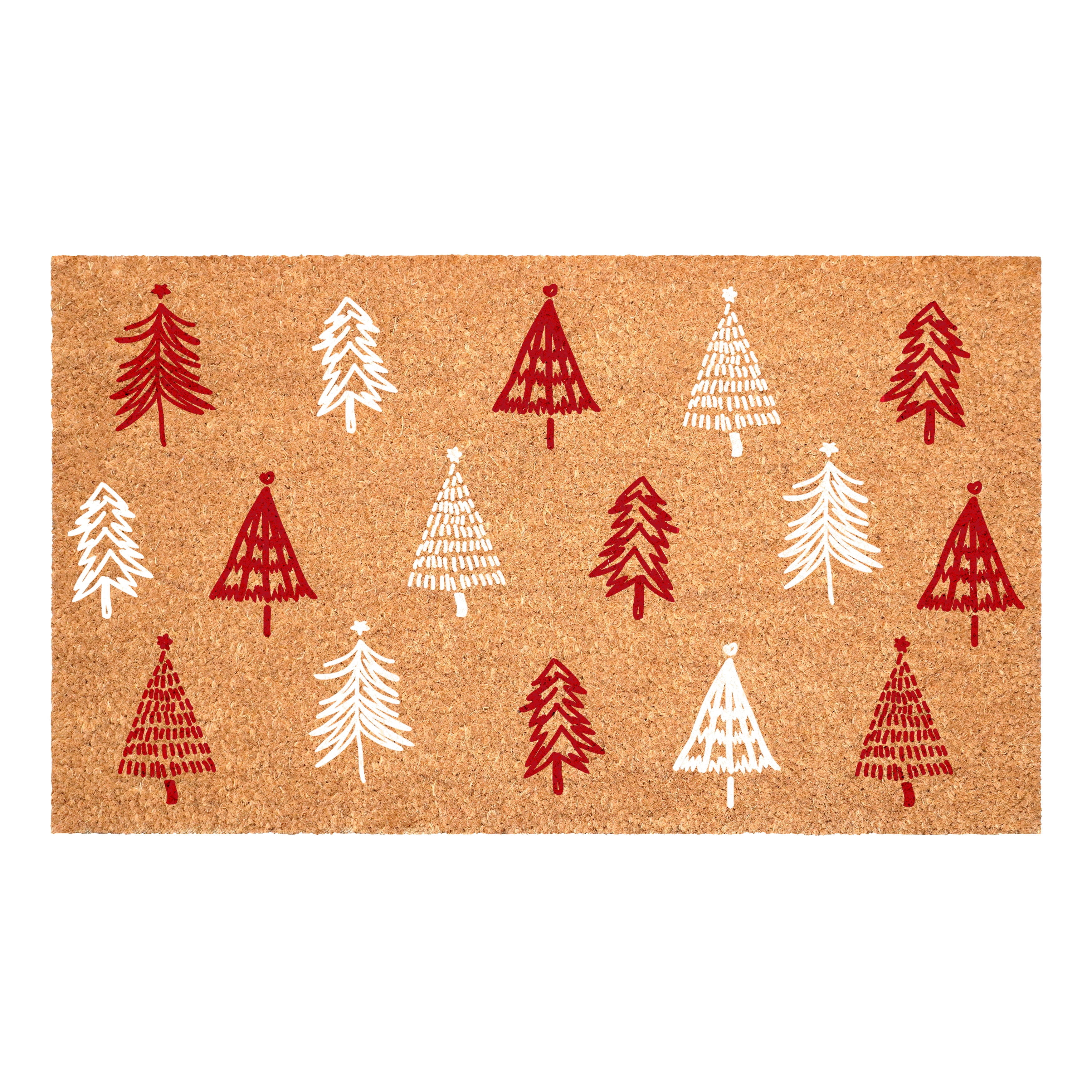 Red White Christmas Tree Farm Doormat 17" x 29"