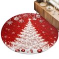 Red White Christmas Tree Hanging Ornaments Area Rug 3', Snowflakes Soft ...