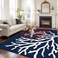 thumbnail image 1 of Red White Coral Area Rug 5x8 FT, Non Slip Bedroom Throw Carpet, Summer Ocean Nautical Coastal Navy Blue Washable Soft Floor Carpet Non-Shedding Rug for Living Room Nursery Dorm Office, 1 of 9