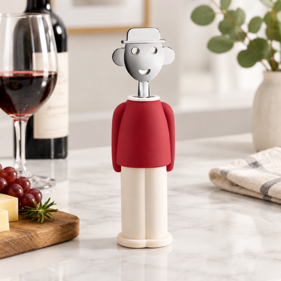 Red/White Corkscrew Wine Bottle Opener, 8.62 x 2.99 x 2.44 inches, 10.05 oz