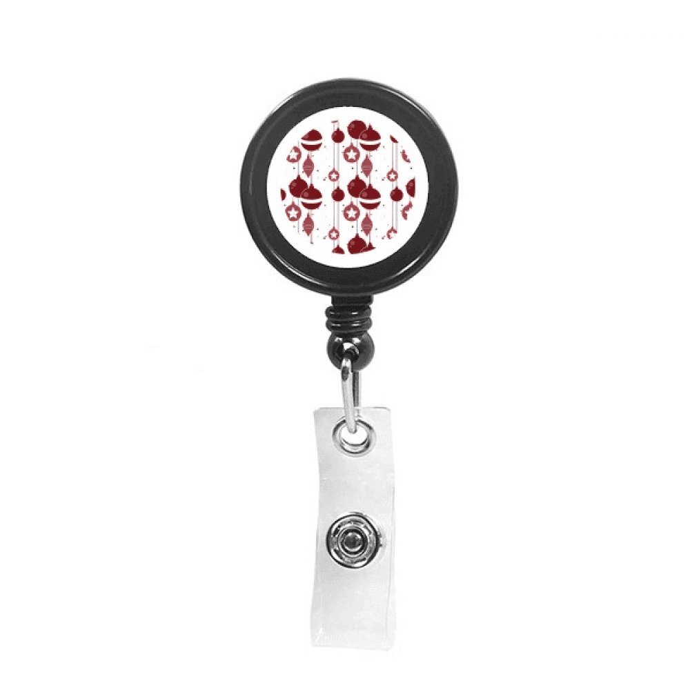 Red White Decoration Pattern mas Retractable Keychain Badge Holder ID Badge