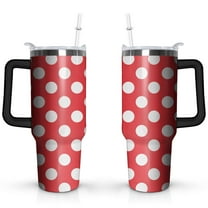 Red & White Dots 40oz Stainless Steel Vacuum Insulated Tumbler with Lid and Straw for Water Iced Tea Coffee Smoothie and More