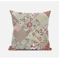 thumbnail image 1 of Red White Floral Suede Throw Pillow, 1 of 5