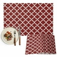 thumbnail image 1 of Red White Geometric Placemats Set of 8, Minimalist Morocco Pattern Table Mats Washable Heat-Resistant Non-Slip Place Mats for Kitchen Dinner Table Indoor Outdoor Decor,13x19 Inch, 1 of 9