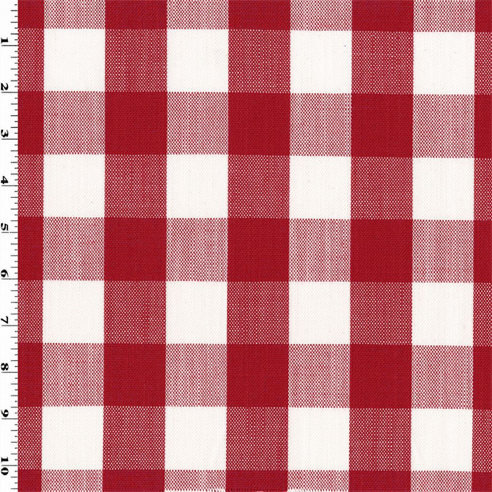 Red/White Gingham Basketweave Home Decorating Fabric, Fabric By the Yard
