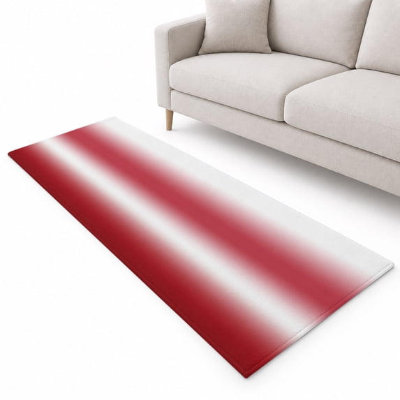 Red and White Gradient Runner Rug 2.6'x10', Minimalist Wine Red Ombre ...