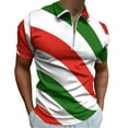 thumbnail image 1 of Red, White & Green Candy Cane Pattern Men Zipper T-shirt Summer Casual Short Sleeve T-shirt Top, 1 of 7