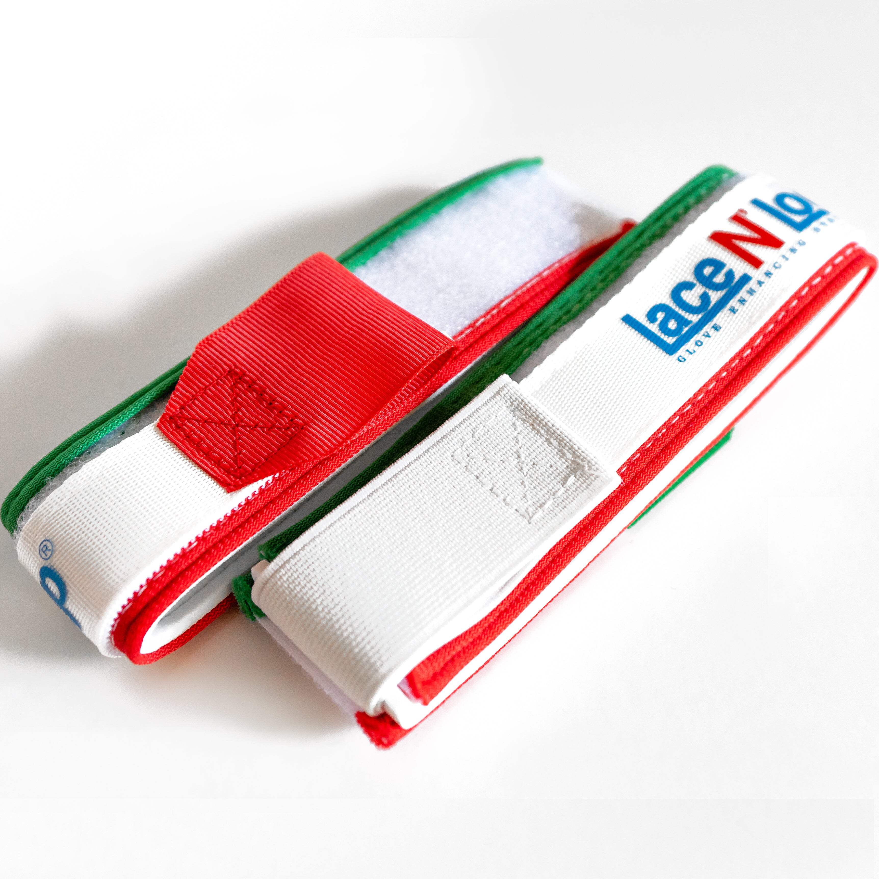 Red, White  Green Lace N Loop Straps (Pair)