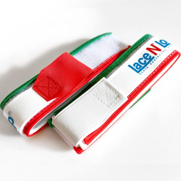 Red, White Green Lace N Loop Straps (Pair)