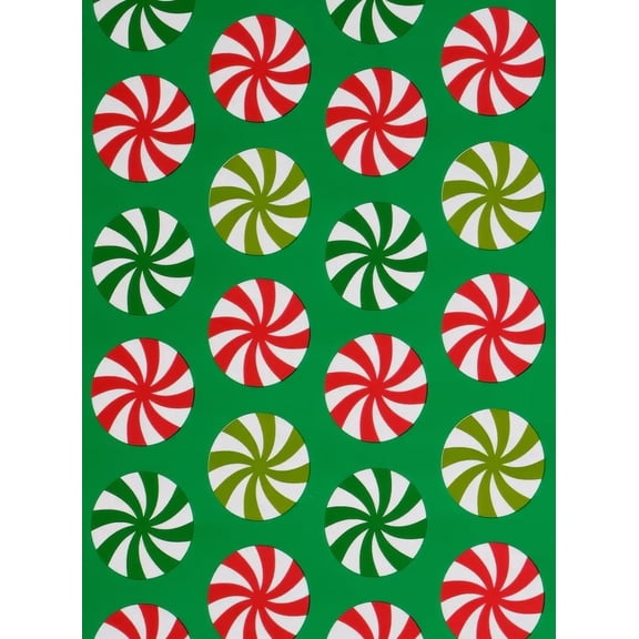 TNCT Red, White & Green Peppermint & Spearmint Candy Christmas Pattern Edible Image Chocolate Transfer Sheet, Multicolor