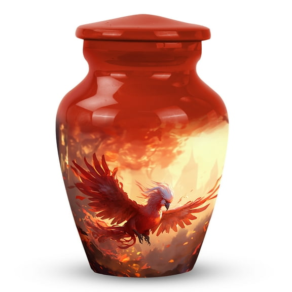 Red And White Head Phoenix Small Urns For Human Ashes - Cremation Keepsake Urns For Ashes - Small Keepsake Urns For Adult Ashes Women & Men (Size- 3Inch)