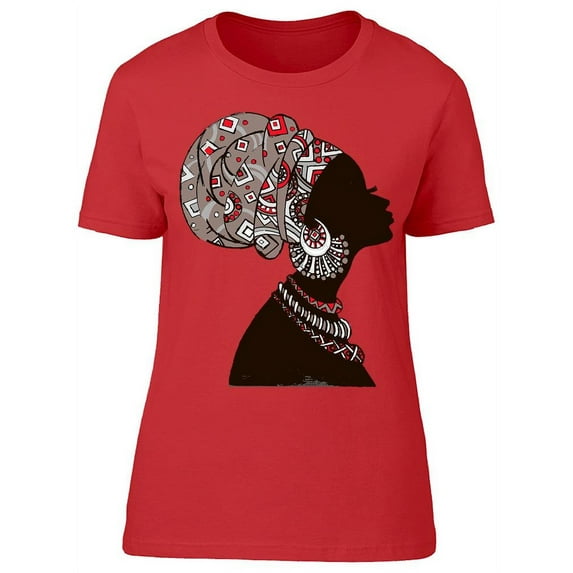 Red White Head Wrap Black Woman T-Shirt Women -Image by Shutterstock, Female Large
