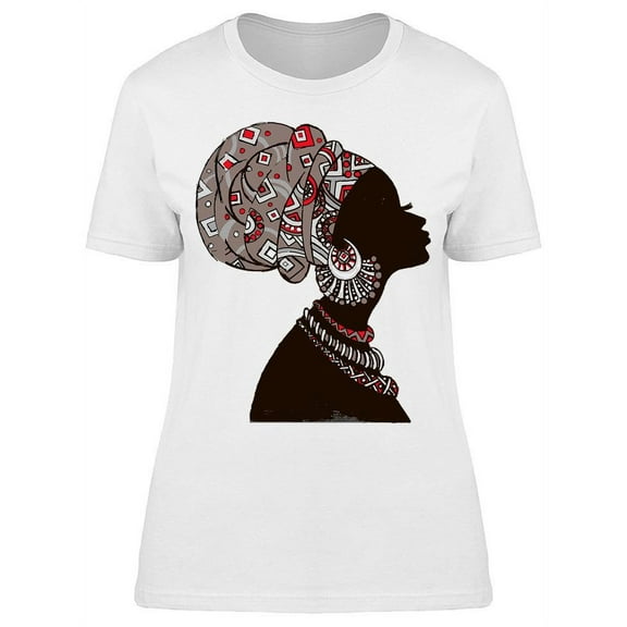 Red White Head Wrap Black Woman T-Shirt Women -Image by Shutterstock, Female Large