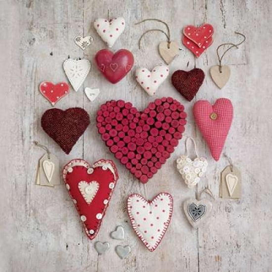 Red & White Hearts Canvas Art - Howard Shooter (24 x 24)
