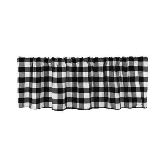 Red White Ink Plaid Window Valance Curtain with Lattice Pattern, Light Blocking, Durable Polyester for Kitchen, Living Room, Bedroom Decor
