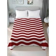 thumbnail image 1 of Red White King Size Flat Sheet, Wrinkleproof & Fadeproof Cooling Flat Bed Sheet Only, Modern Abstract Waves Water Ripple Striped Breathable Soft Bedding Top Sheets 105 x 98 Inches, 1 of 8