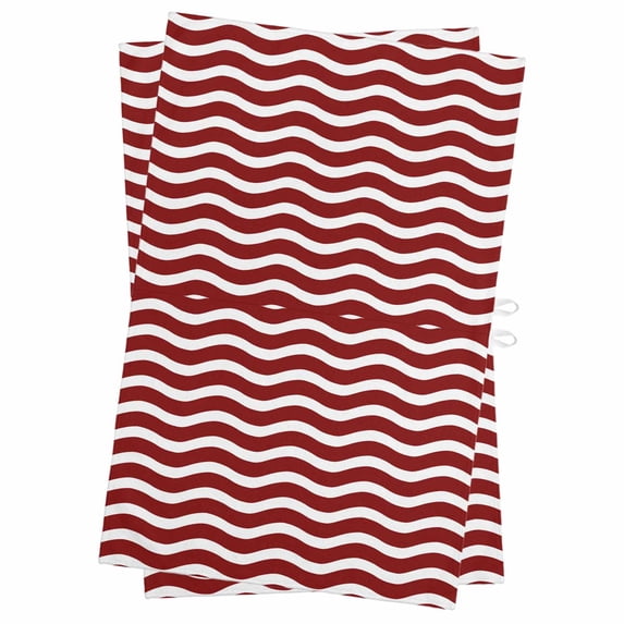 Red White Kitchen Towels Set of 2, Water Absorbent Dish Towel, Modern Abstract Waves Water Ripple Striped Decorative Hand Towels - Quick Drying Cloth for Cooking Baking, 18x28 Inch
