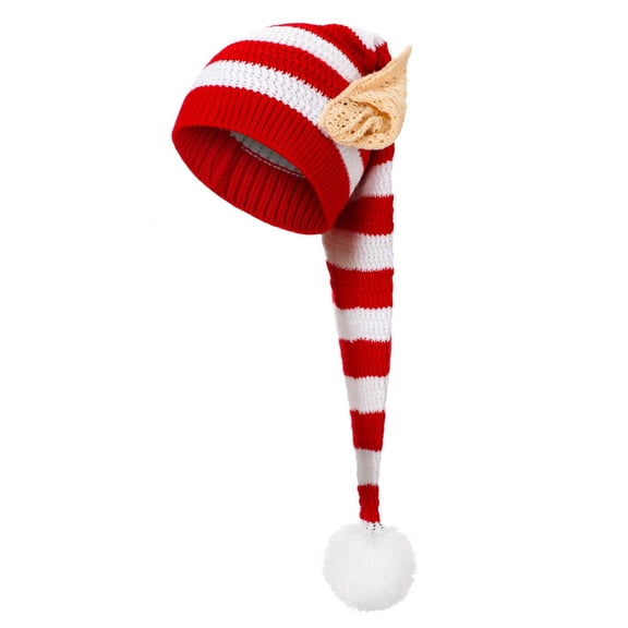 Red White Knitted Hats With Ear For Adults Long Santa Winter Christmas