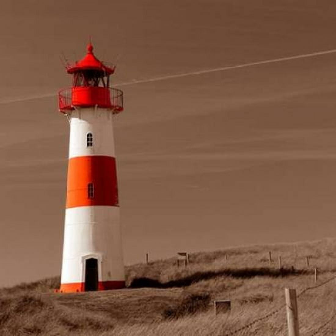 Red & White Lighthouse Canvas Art - PhotoINC Studio (24 x 24)