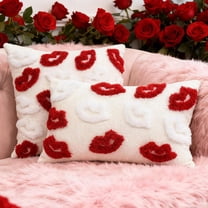 Red White Lip Print Decorative Pillowcase - Soft Fabric Cushion Cover for Sofa & Bed - Cute Fashion Home Decorative Pillowcase, Machine Washable & Durable for Home Daily Use, 11.8*19.68in