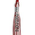 thumbnail image 1 of Red/White Mixed Color Graduation Tassel with Stacked Silver Date Drop, 1 of 2