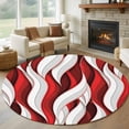 thumbnail image 1 of Red White Moire Round Area Rug 8Ft Washable Large Circle Rugs for Living Room Dorm, Modern Abstract Art Non-Slip Carpet Floor Mats Indoor Outdoor Carpet Runner Aesthetic Home Decor, 1 of 8