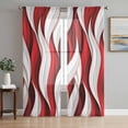 thumbnail image 1 of Red White Moire Sheer Curtains 96 Inch Length 2 Panels Set, Modern Abstract Art Voile Window Treatment Semi Sheer Long Curtains Drapes for Bedroom/Living Room/Kitchen 52"x96"x2, 1 of 7
