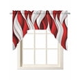 thumbnail image 1 of Red White Moire Swag Valances for Windows, Small Curtains Drapes, Modern Abstract Art Kitchen Window Curtains Over Sink Rod Pocket Window Treatment Valance for Bedroom/Bathroom 56"x36", 1 of 5