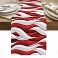 thumbnail image 1 of Red White Moire Table Runner - 70 Inch Long, Kitchen Dining Table Runner Dresser Scarves, Modern Abstract Art Farmhouse Decor for Coffee Tables Wedding Party Banquet, 1 of 8