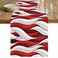 thumbnail image 1 of Red White Moire Table Runner 90 Inches Long Farmhouse Dress Scarves, Modern Abstract Art Dining Tablerunner for Coffee Table/Kitchen Island/Party Décor, 13" x 90", 1 of 8
