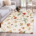 thumbnail image 1 of Red White Mushroom Area Rug 4x6 FT, Non Slip Kids Room Carpet, Spring Summer Floral Botanical Washable Soft Floor Carpet Non-Shedding Throw Rug for Dorm Kitchen Study Room Home Office Bedside, 1 of 9