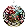 thumbnail image 1 of Red White Mushrooms Forest Theme 3D Wind Spinner, Stainless Steel Whimsical Garden Art, Round, 1 of 5