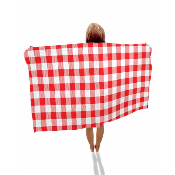 Red White Plaid Beach Towels Oversized Super Absorbent, Modern Farmhouse Buffalo Check Gingham Lightweight Bath Towel Quick Dry Sets For Bathroom/Pool/Rv Camping/Beach Play/Gym Room/Picnic 23"x47"
