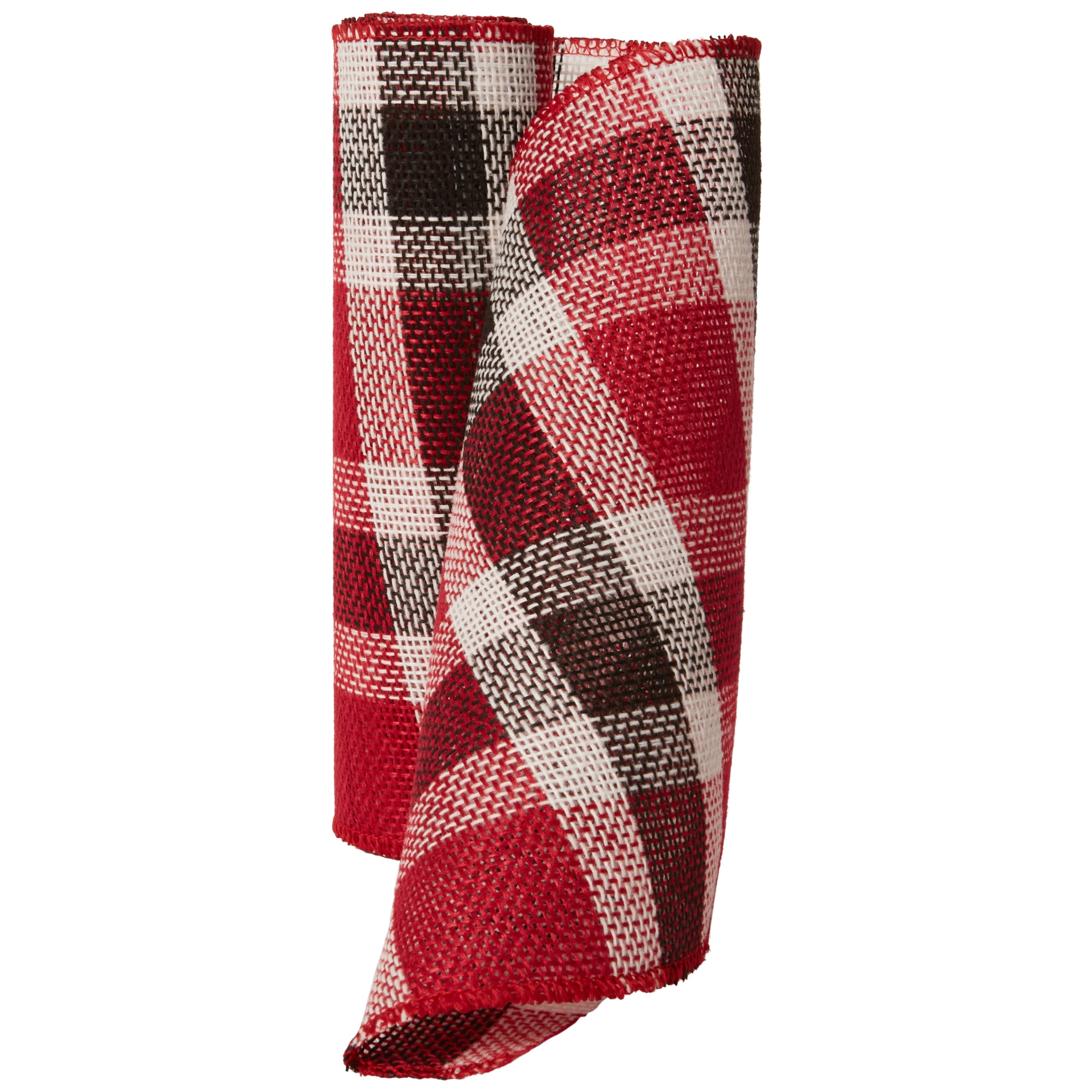 Red/White Plaid Fabric Roll Ribbon, 10.5 in, by Holiday Time - Walmart.com