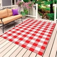 thumbnail image 1 of Red White Plaid Outdoor Rug for Patio/Deck/Porch, Non-Slip Large Area Rug 5 x 7 Ft, Modern Farmhouse Buffalo Check Gingham Indoor Outdoor Rugs Washable Area Rugs, Reversible Camping Rug Carpet Runner, 1 of 8