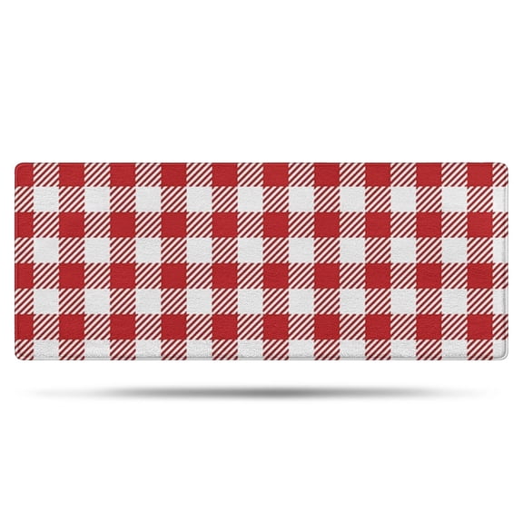 Red and White Plaid Pattern Bathroom Rugs Mat,Non Slip Microfiber Bathroom Rug,Rubber Backing,Soft Bathroom Mats for Bathroom Floor,Tub and Shower,60x24in(150x60cm)