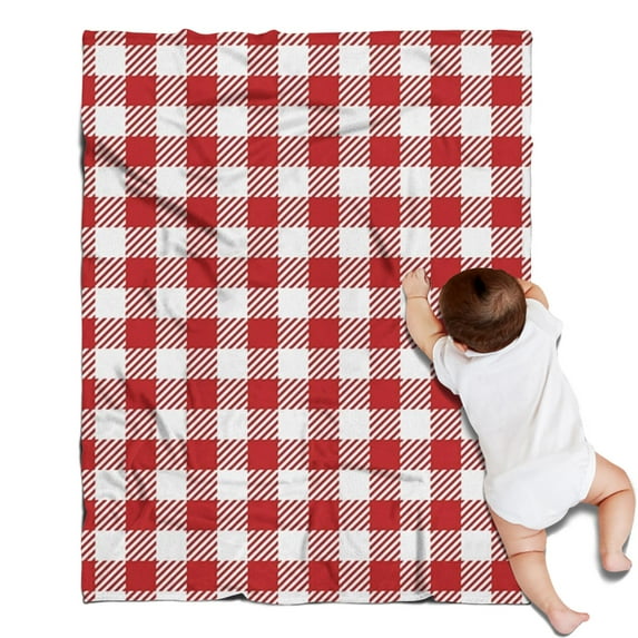 Red and White Plaid Pattern Blanket,Comfortable Soft Flannel Throw Blanket,All Season,Warm Lightweight Blankets for Sofa Bed Couch Living Room Chair,30"x40"