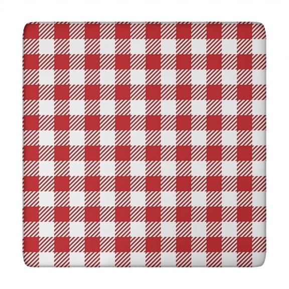 Red and White Plaid Pattern Square Fitted Tablecloth with Elastic Edge,Square Table Cover,Washable Elastic Table Cover for Home Kitchen Party Decor 34"x34"