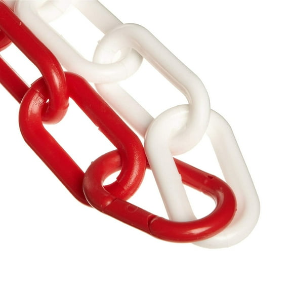 Red/White Plastic Chain 1 IN Link 100 FT Lg
