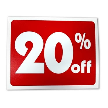 Red & White Retail Business Sign - 20% Off - 5.5" H x 7" W - 1 Sign