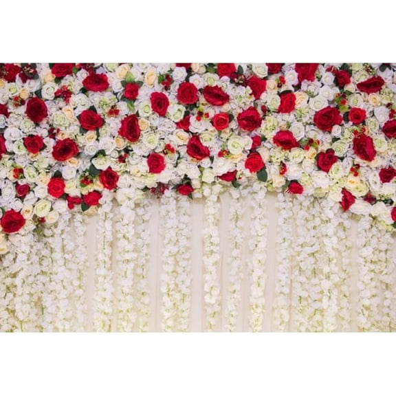 Red White Rose Floral Theme Photography Backdrop Flowers Wall Wedding Bridal Shower Photo Background Newborn Baby Girl Birthday Party Portrait Cake Table Decor Photo Booth Studio Props